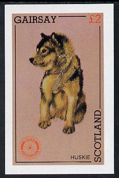 Gairsay 1984 Rotary -Dogs (Huskie) imperf deluxe sheet (Â£2 value) unmounted mint, stamps on animals  dogs  rotary    husky