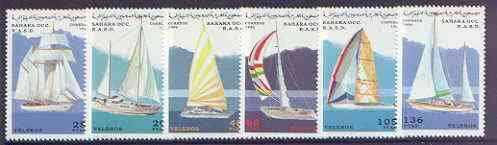 Sahara Republic 1996 Sailing Yachts perf set of 6 unmounted mint, stamps on ships, stamps on yachting