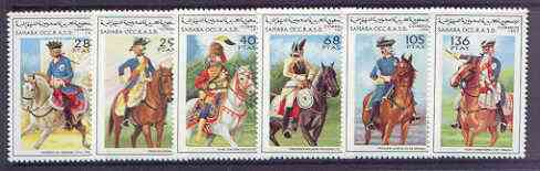 Sahara Republic 1997 Military Uniforms (on horseback) complete perf set of 6 unmounted mint, stamps on animals, stamps on horses, stamps on militaria, stamps on uniforms