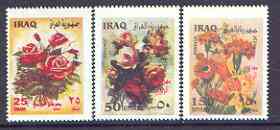 Iraq 2002 Flowers perf set of 3 unmounted mint, stamps on flowers, stamps on roses