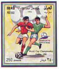 Iraq 1998 France 98 Football World Cup imperf m/sheet (vert) unmounted mint, Mi BL 81, stamps on football, stamps on sport