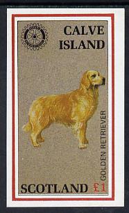 Calve Island 1984 Rotary - Dogs (Golden Retriever) imperf souvenir sheet (Â£1 value) unmounted mint, stamps on animals, stamps on dogs, stamps on rotary, stamps on retriever