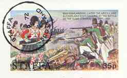 Staffa 1972 Pictorial imperf souvenir sheet (35p value) Argyll & Sutherlands at Battle of Alma cto used, stamps on militaria, stamps on battles