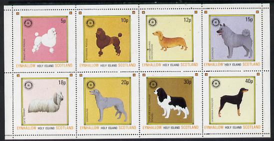 Eynhallow 1984 Rotary - Dogs perf set of 8 values unmounted mint (5p to 40p) , stamps on animals, stamps on dogs, stamps on rotary, stamps on poodle, stamps on dachshund, stamps on elkhound, stamps on skye terrier, stamps on deerhound, stamps on king charles, stamps on doberman