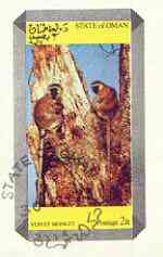Oman 1973 Vervet Monkey imperf souvenir sheet (2R value) cto used, stamps on animals, stamps on apes