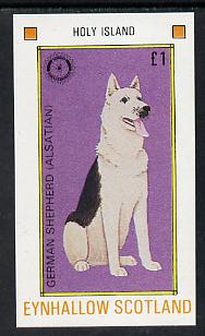 Eynhallow 1984 Rotary - Dogs Â£1 imperf souvenir sheet (German Shepherd) unmounted mint, stamps on animals  dogs, stamps on  gsd , stamps on rotary
