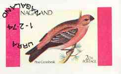 Nagaland 1973 Pine Grosbeak imperf souvenir sheet (2ch value) cto used, stamps on birds, stamps on grosbeak