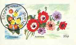 Staffa 1972 Flowers #01- Cowslip & Anemone 35p imperf souvenir sheet cto used, stamps on flowers