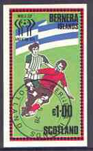 Bernera 1978 Football World Cup imperf souvenir sheet (Â£1 value) cto used, stamps on football, stamps on sport