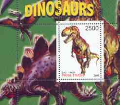 Timor (East) 2001 Dinosaurs perf m/sheet #1 containing one value unmounted mint, stamps on dinosaurs, stamps on 