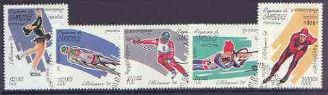 Cambodia 1994 Lillehammer Winter Olympic Games complete set of 5 fine used, SG 1351-55, stamps on sport, stamps on olympics, stamps on skiing, stamps on skating, stamps on 