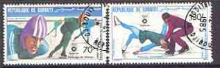 Djibouti 1984 Sarajevo Winter Olympics perf set of two fine used SG 903-04*, stamps on olympics, stamps on ice skating, stamps on skating