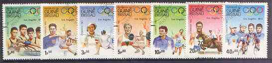 Guinea - Bissau 1983 Los Angeles Olympic Games  (1st Issues) perf set of 7 very fine used, SG 767-73, Mi 690-96*, stamps on sport, stamps on olympics, stamps on swimming, stamps on hurdles, stamps on fencing, stamps on weightlifting, stamps on marathon, stamps on show jumping, stamps on bicycles