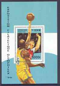 Benin 1996 Olymphilex 96 Stamp Exhibition perf m/sheet (Basketball) unmounted mint SG MS 1406, stamps on olympics, stamps on stamp exhibitions, stamps on basketball