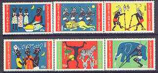 Burkina Faso 1986 Dodo Carnival perf set of 6 unmounted mint, SG 841-46, stamps on dancing, stamps on music, stamps on masks, stamps on animals, stamps on elephants, stamps on carnivals, stamps on dodo