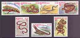 Nicaragua 1982 Reptiles perf set of 7 values unmounted mint, SG 2422-28, stamps on reptiles, stamps on snakes, stamps on iguana, stamps on turtles, stamps on crocodiles, stamps on , stamps on snake, stamps on snakes, stamps on 