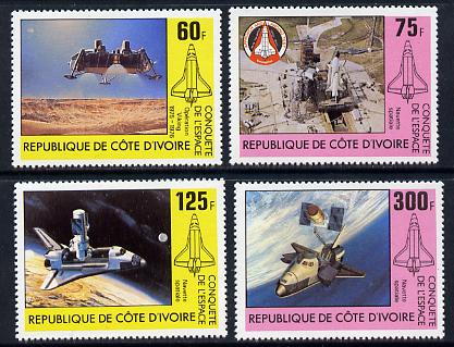 Ivory Coast 1981 Conquest of Space set of 4 unmounted mint SG 673-6, stamps on aviation    space    shuttle