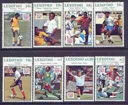 Lesotho 1994 Football World Cup perf set of 8 unmounted mint, SG 1192-99, stamps on railways