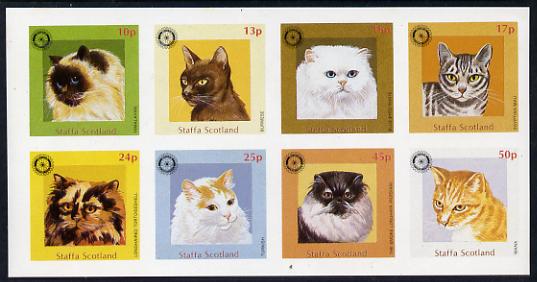 Staffa 1984 Rotary - Domestic Cats imperf set of 8 values unmounted mint, stamps on cats  rotary