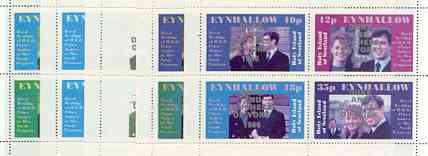 Eynhallow 1986 Royal Wedding perf sheetlet of 4 optd Duke & Duchess of York in silver, the set of 5 progressive proofs, comprising single colour, 2-colour, two x 3-colour..., stamps on royalty, stamps on andrew & fergie