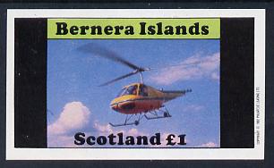 Bernera 1982 Helicopters #2 imperf souvenir sheet (Â£1 value) unmounted mint, stamps on aviation    helicopter