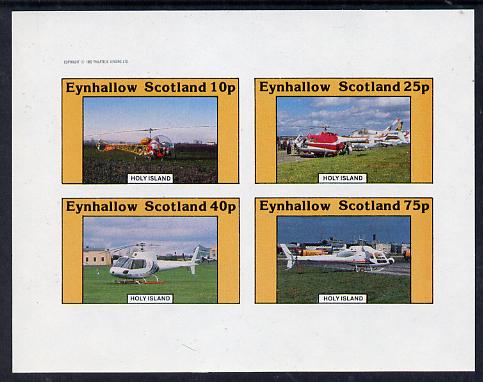 Eynhallow 1982 Helicopters #2 imperf set of 4 values (10p to 75p) unmounted mint, stamps on aviation    helicopter