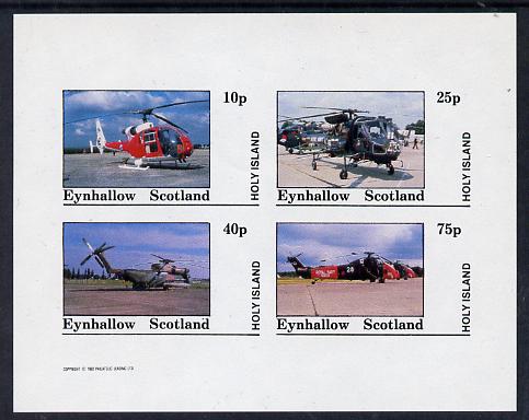 Eynhallow 1982 Helicopters #3 imperf set of 4 values (10p to 75p) unmounted mint, stamps on aviation    helicopter