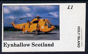 Eynhallow 1982 Helicopters #3 imperf souvenir sheet (Â£1 value) unmounted mint, stamps on aviation    helicopter