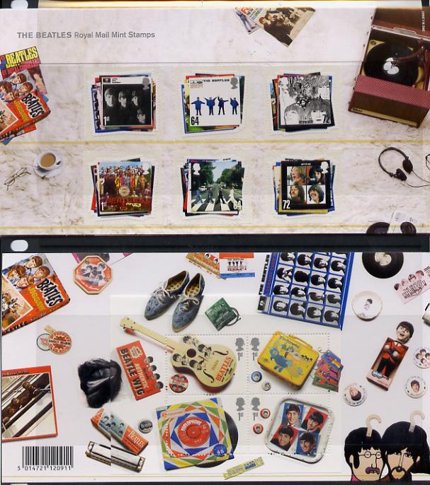 Great Britain 2007 The Beatles self adhesive set of 6 in official presentation pack unmounted mint SG 2686-91, stamps on personalities, stamps on music, stamps on pops, stamps on  vw , stamps on beatles, stamps on self adhesives, stamps on 