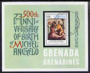 Grenada - Grenadines 1975 Michelangelo m/sheet (Jeremiah) cto used, SG MS75, stamps on arts, stamps on michelangelo, stamps on renaissance, stamps on judaica