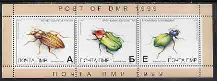 Dnister Moldavian Republic (NMP) 1999 Insects perf sheetlet containing set of 3 values unmounted mint, stamps on insects