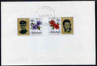 Cook Islands - Aitutaki 1973 Royal Wedding set of 2 on plain unaddressed cover with first day cancel, stamps on royalty, stamps on anne, stamps on mark, stamps on flowers
