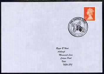 Postmark - Great Britain 2002 cover with Games 2002, Edinburgh cancel illustrated with Disabled Wheelchair Athlete, stamps on sport, stamps on disabled, stamps on wheelchair, stamps on scots, stamps on scotland