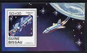 Guinea - Bissau 1983 Cosmonautics Day (Shuttle & Satellite) perf m/sheet unmounted mint, stamps on aviation, stamps on shuttle, stamps on space