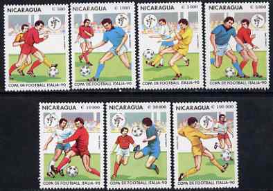 Nicaragua 1990 Football World Cup Championships perf set of 7 unmounted mint, stamps on sport, stamps on football