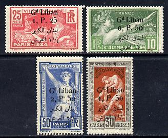 Lebanon 1924 Olympic Games set of 4 optd 'Gd Liban' & surcharged, fine mounted mint SG 49-52, stamps on , stamps on  stamps on olympics  sport