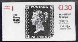 Great Britain 1981-85 Postal History series #01 (Penny Black) Â£1.30 booklet complete with selvedge at right SG FL1B, stamps on postal, stamps on stamp on stamp, stamps on stamponstamp
