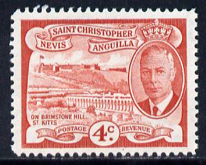 St Kitts-Nevis 1952 KG6 Brimstone Hill 4c from Pictorial def set unmounted mint SG 97, stamps on , stamps on  kg6 , stamps on 