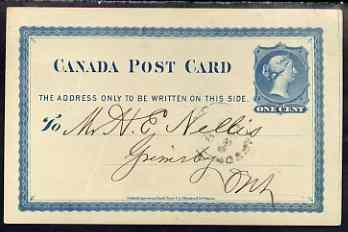 Canada 1877 1c p/stat card used to Ontario with statement of account from the Toronto News, stamps on newspapers, stamps on books