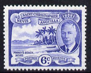 St Kitts-Nevis 1952 KG6 Pinney's Beach 6c from Pictorial def set unmounted mint SG 99, stamps on , stamps on  kg6 , stamps on 