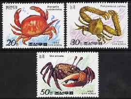 North Korea 1990 Crabs perf set of 3 unmounted mint, SG N2947-49*, stamps on marine life, stamps on crabs