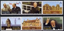 Anguilla 1974 Birth Centenary of Sir Winston Churchill set of 6 unmounted mint, SG 181-86, stamps on churchill, stamps on personalities, stamps on london, stamps on constitutions, stamps on microphones, stamps on palaces, stamps on statues