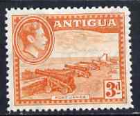 Antigua 1938-51 KG6 Fort James 3d orange unmounted mint, SG 103, stamps on forts, stamps on militaria, stamps on cannon, stamps on  kg6 , stamps on 