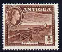 Antigua 1953 Fort James QEII 1/2c brown unmounted mint, SG 120a*, stamps on forts, stamps on militaria, stamps on cannon, stamps on 