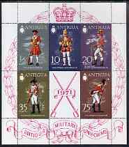 Antigua 1971 Military Uniforms (2nd series) perf m/sheet unmounted mint, SG MS 308, stamps on militaria, stamps on uniforms
