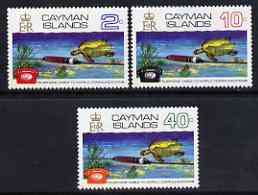 Cayman Islands 1972 Co-Axial Telephone Cable set of 3 unmounted mint, SG 309-11, stamps on cable, stamps on telephone, stamps on communications, stamps on turtles, stamps on reptiles, stamps on amphibians