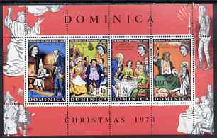 Dominica 1970 Christmas & Charles Dickens Death Centenary perf m/sheet unmounted mint, SG MS316, stamps on , stamps on  stamps on literature, stamps on dickens, stamps on death, stamps on christmas, stamps on  stamps on ghosts, stamps on  stamps on dancing