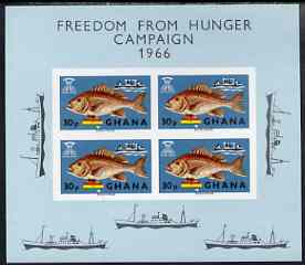 Ghana 1966 Freedom From Hunger (Fish) imperf m/sheet unmounted mint, SG MS425, stamps on fish, stamps on food, stamps on  ffh , stamps on 