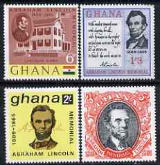 Ghana 1965 Death Centenary of Abraham Lincoln perf set of 4 unmounted mint, SG 373-76*, stamps on lincoln, stamps on personalities, stamps on americana, stamps on usa presidents, stamps on stamp on stamp, stamps on stamponstamp