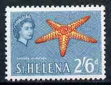 St Helena 1961 Orange Starfish 2s6d from def set (with lace background) unmounted mint, SG 186, stamps on marine life, stamps on lace
